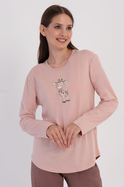 KADIN P.SUPREM O YAKA UZUN KOL ETEGI OVAL PIJAMA TAKIM