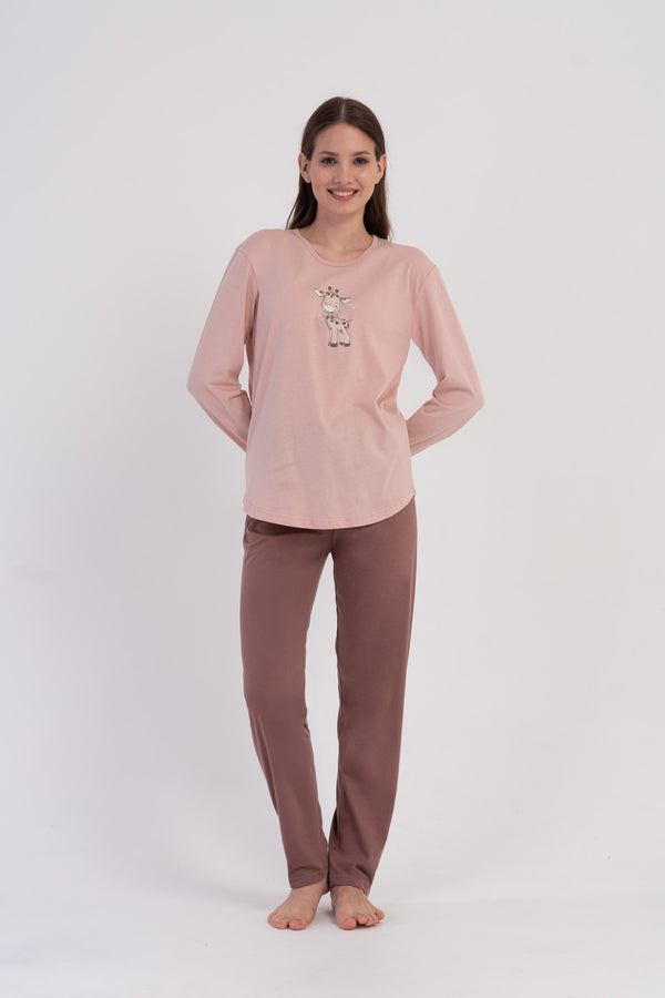KADIN P.SUPREM O YAKA UZUN KOL ETEGI OVAL PIJAMA TAKIM