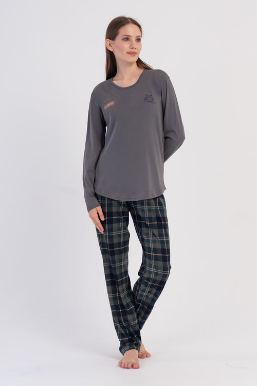 KADIN P.SUPREM O YAKA UZUN KOL ETEGI OVAL PIJAMA TAKIM