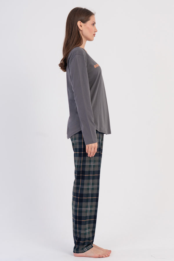 KADIN P.SUPREM O YAKA UZUN KOL ETEGI OVAL PIJAMA TAKIM