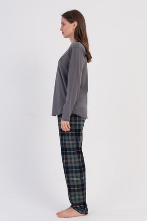 KADIN P.SUPREM O YAKA UZUN KOL ETEGI OVAL PIJAMA TAKIM