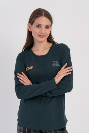 KADIN P.SUPREM O YAKA UZUN KOL ETEGI OVAL PIJAMA TAKIM