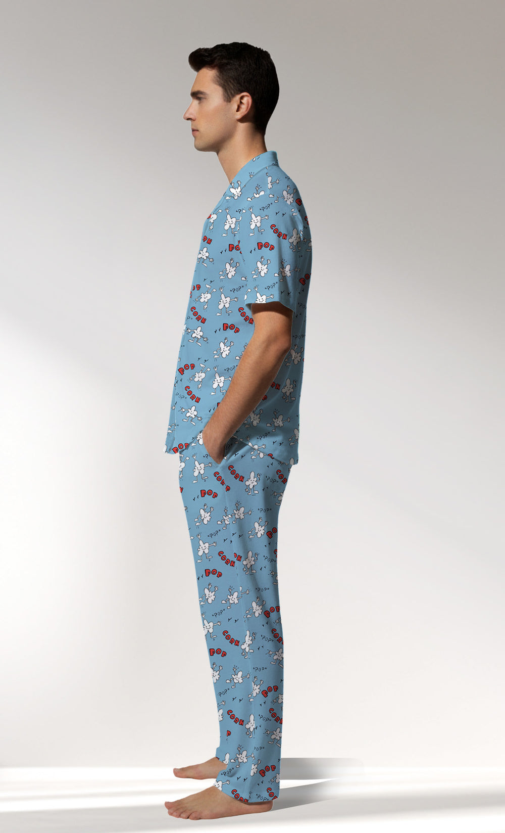 Man Supreme PopcornLove Buttoned Pyjama Set - ROTASYON - Image 1