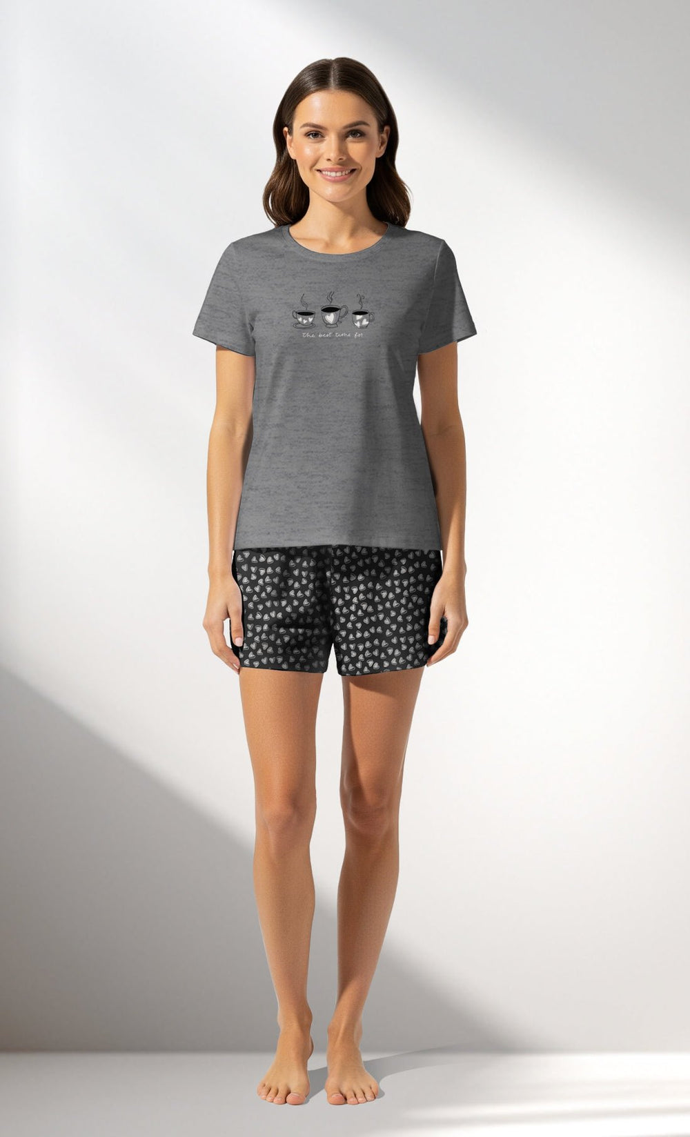 Woman Supreme TinyHearts Short Set - VienettaA - ANTRASIT MEL