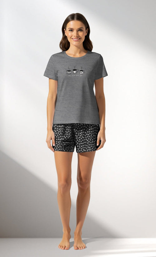 Woman Supreme TinyHearts Short Set - VienettaA - ANTRASIT MEL