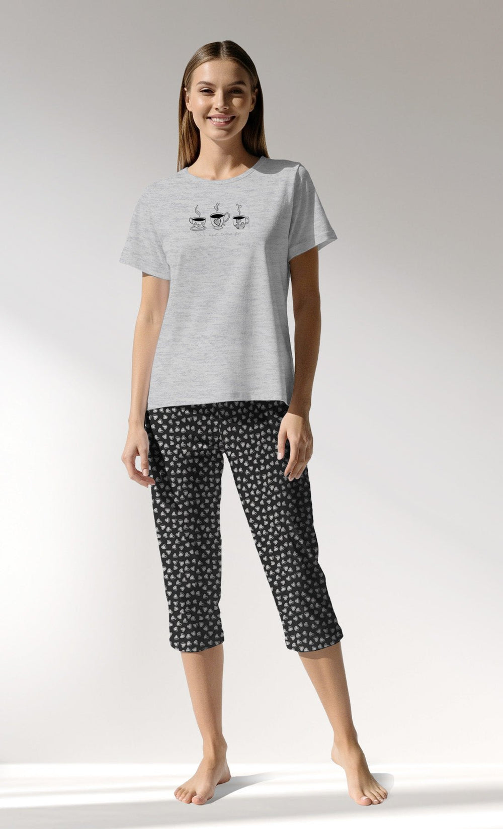 Woman Supreme TinyHearts Capri Set - VienettaA - ANTRASIT MEL