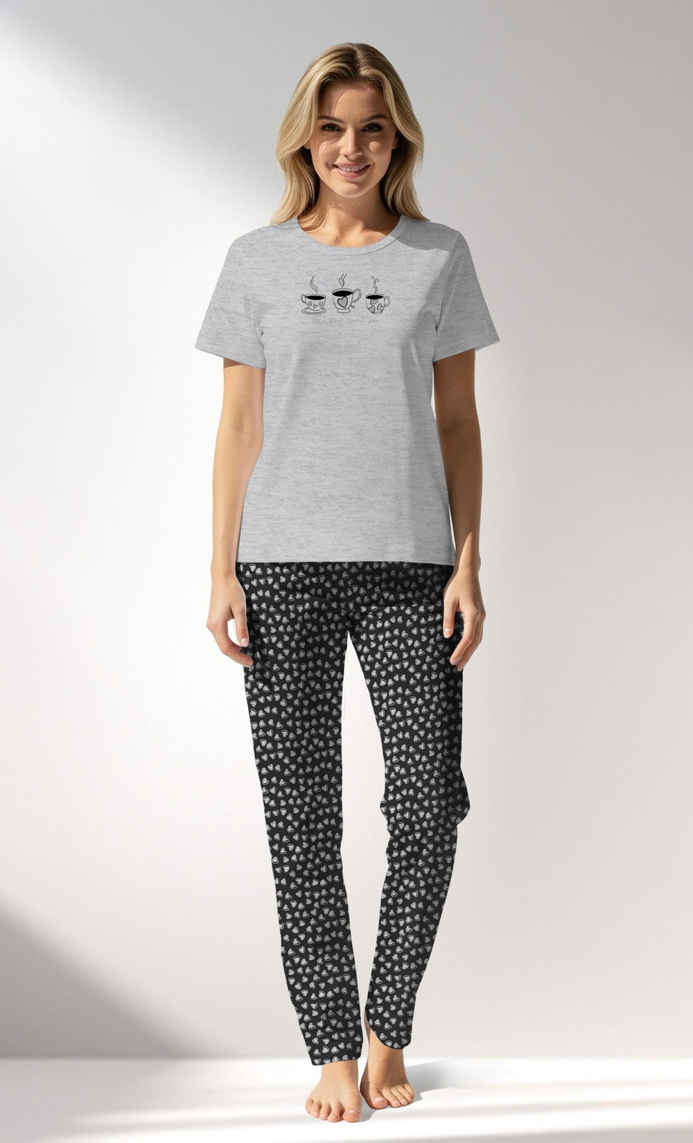 Woman Supreme TinyHearts Pyjama Set - VienettaA - ANTRASIT MEL