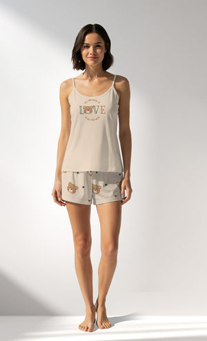 Woman Supreme TeddyDream Thin Strap Short Set - 12-1106 - Image 1