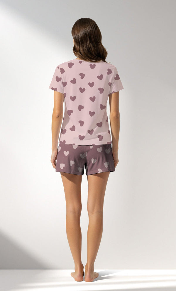 Woman Supreme BigHeart Short Set - VienettaROTASYON (ACIK ZEMIN)