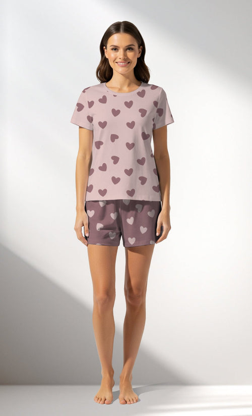 Woman Supreme BigHeart Short Set - VienettaROTASYON (ACIK ZEMIN)