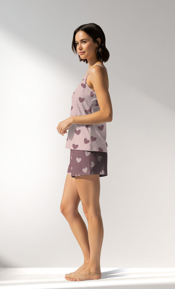 Woman Supreme BigHeart Thin Strap Short Set - VienettaROTASYON (ACIK ZEMIN)