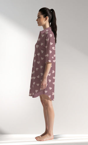 Woman Supreme BigHeart Shirt Tunic - VienettaROTASYON (KOYU ZEMIN)