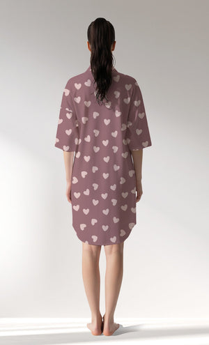 Woman Supreme BigHeart Shirt Tunic - VienettaROTASYON (KOYU ZEMIN)