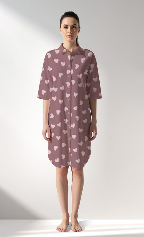 Woman Supreme BigHeart Shirt Tunic - VienettaROTASYON (KOYU ZEMIN)