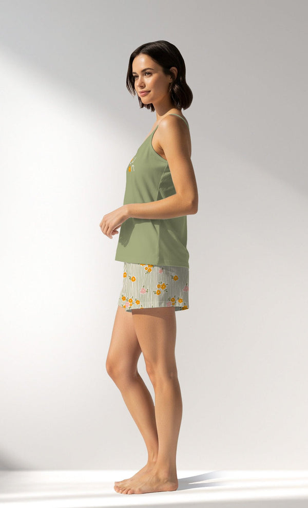 Woman Supreme GreenGarden Thin Strap Short Set - VienettaB - 15 - 0523