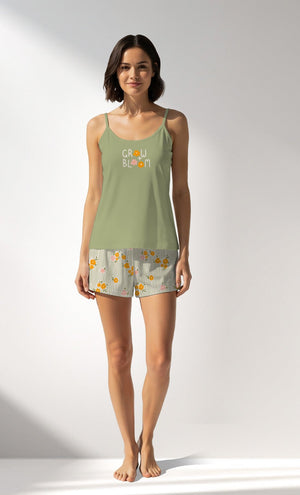 Woman Supreme GreenGarden Thin Strap Short Set - VienettaB - 15 - 0523