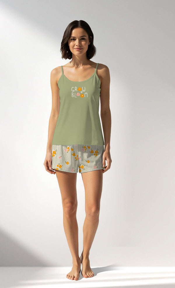 Woman Supreme GreenGarden Thin Strap Short Set - VienettaB - 15 - 0523