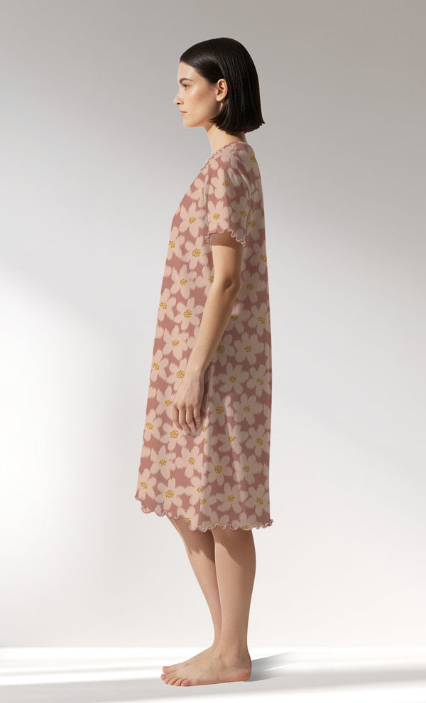 Woman Supreme RoseDown V Neck Tunic - VienettaROTASYON