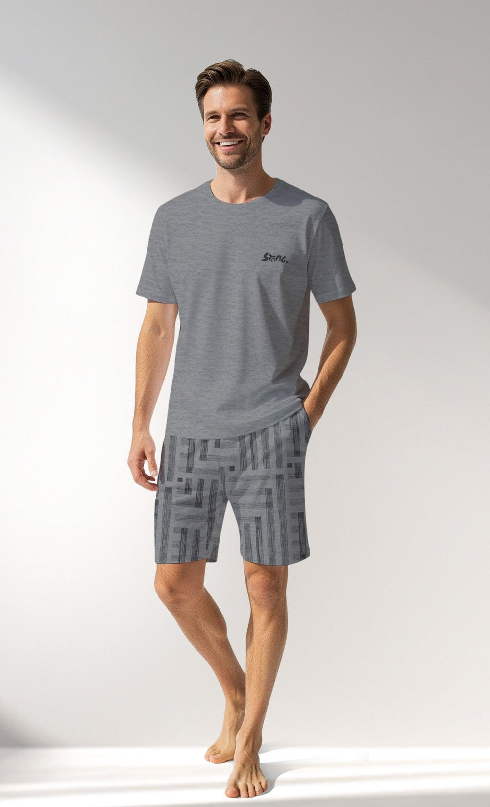 Man Supreme Strong Short Sleeve Short Set - VienettaG2 MELANJ