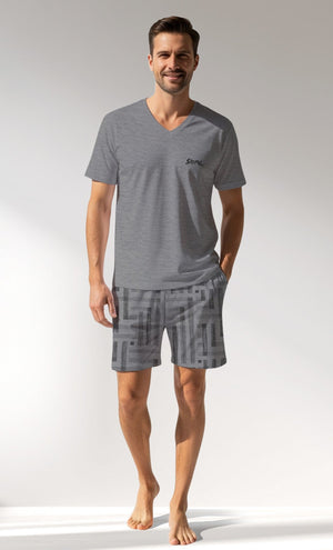 Man Supreme Strong V Neck Short Set - VienettaG2 MELANJ