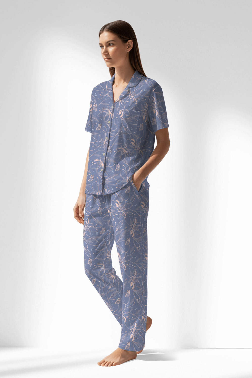 Woman Polyviscon Aurella Buttoned Pyjama Set - VienettaROTASYON