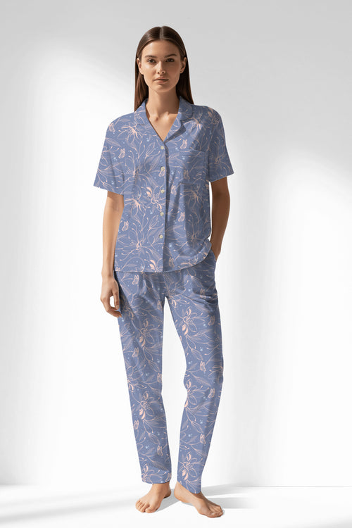 Woman Polyviscon Aurella Buttoned Pyjama Set - VienettaROTASYON
