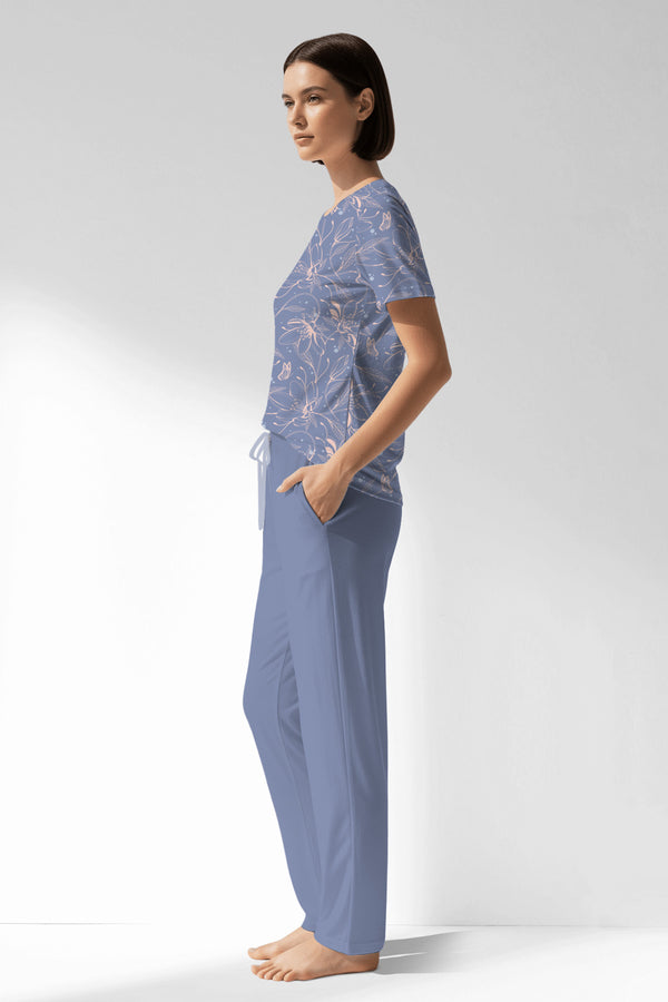 Woman Polyviscon Aurella Pocket Detail Pyjama Set - VienettaB - ROTASYON