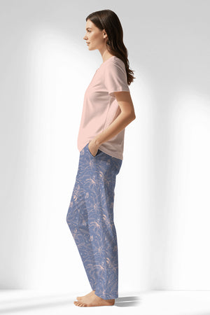 Woman Polyviscon Aurella Drop Collar Pyjama Set - VienettaB - PEMBE