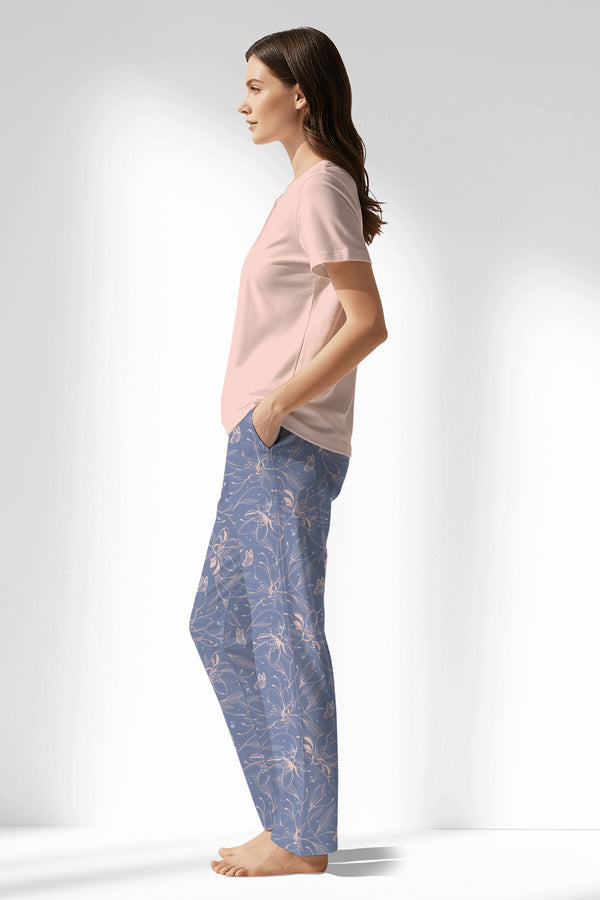 Woman Polyviscon Aurella Drop Collar Pyjama Set - VienettaB - PEMBE