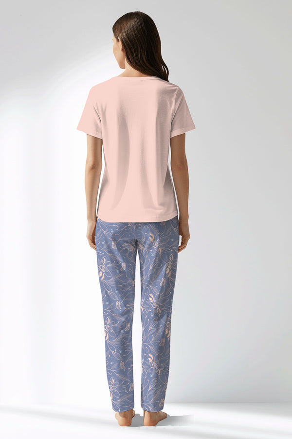 Woman Polyviscon Aurella Drop Collar Pyjama Set - VienettaB - PEMBE