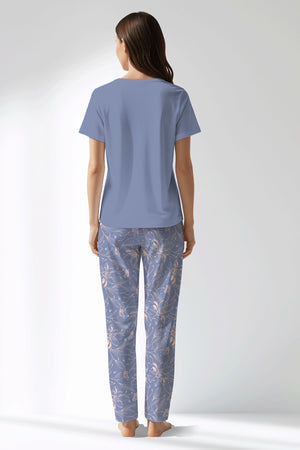 Woman Polyviscon Aurella Drop Collar Pyjama Set - VienettaB - PEMBE