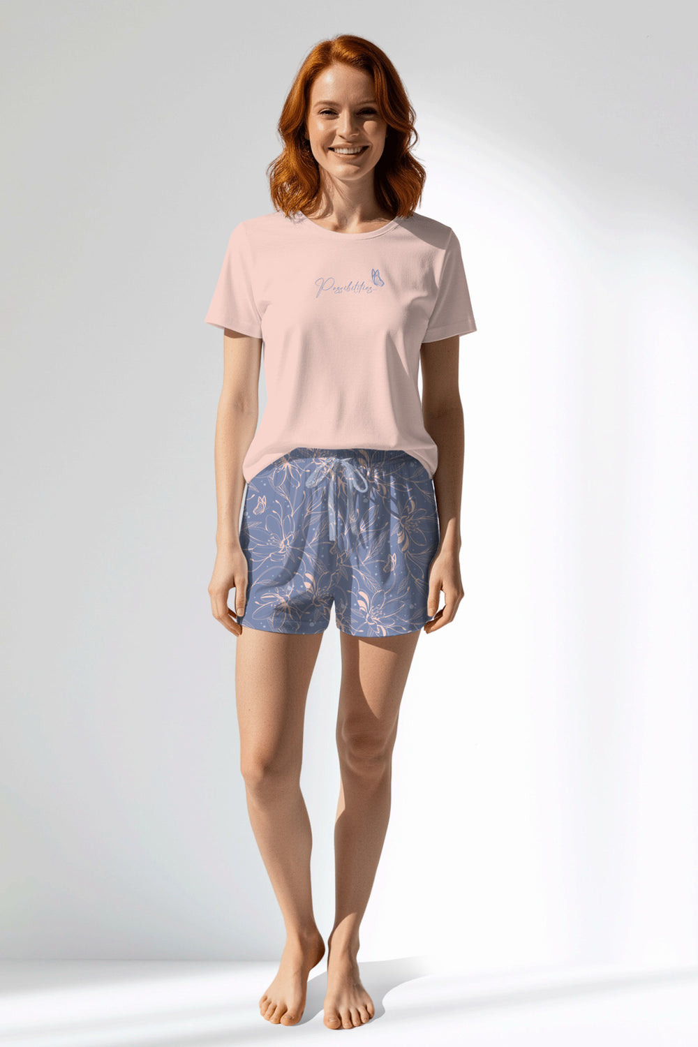 Woman Polyviscon Aurella Short Set - VienettaA - PEMBE