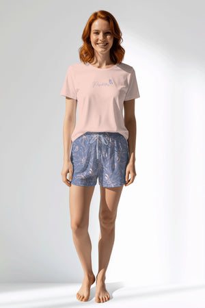 Woman Polyviscon Aurella Short Set - VienettaA - PEMBE