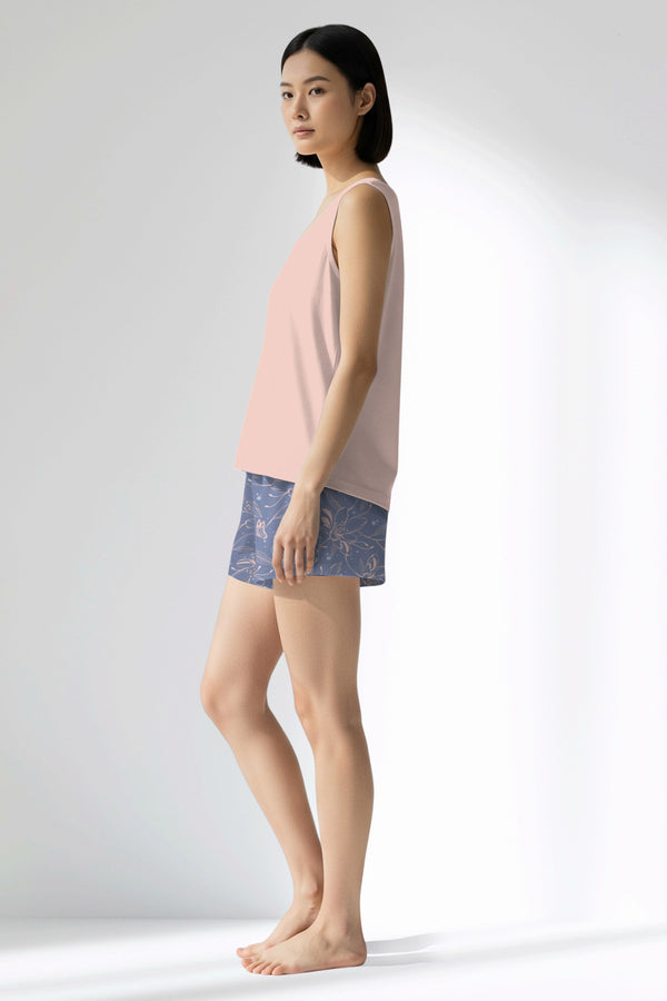 Woman Polyviscon Aurella Thick Strap Short Set - VienettaB - MOR