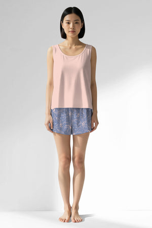 Woman Polyviscon Aurella Thick Strap Short Set - VienettaA - PEMBE