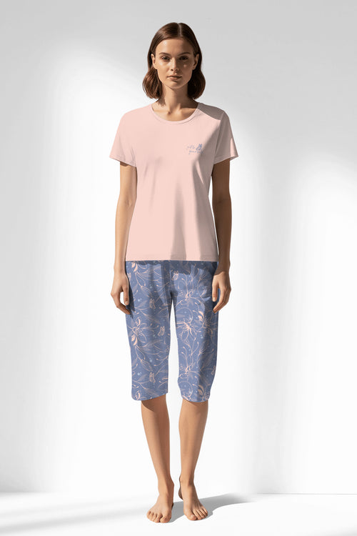 Woman Polyviscon Aurella Capri Set - VienettaA - PEMBE