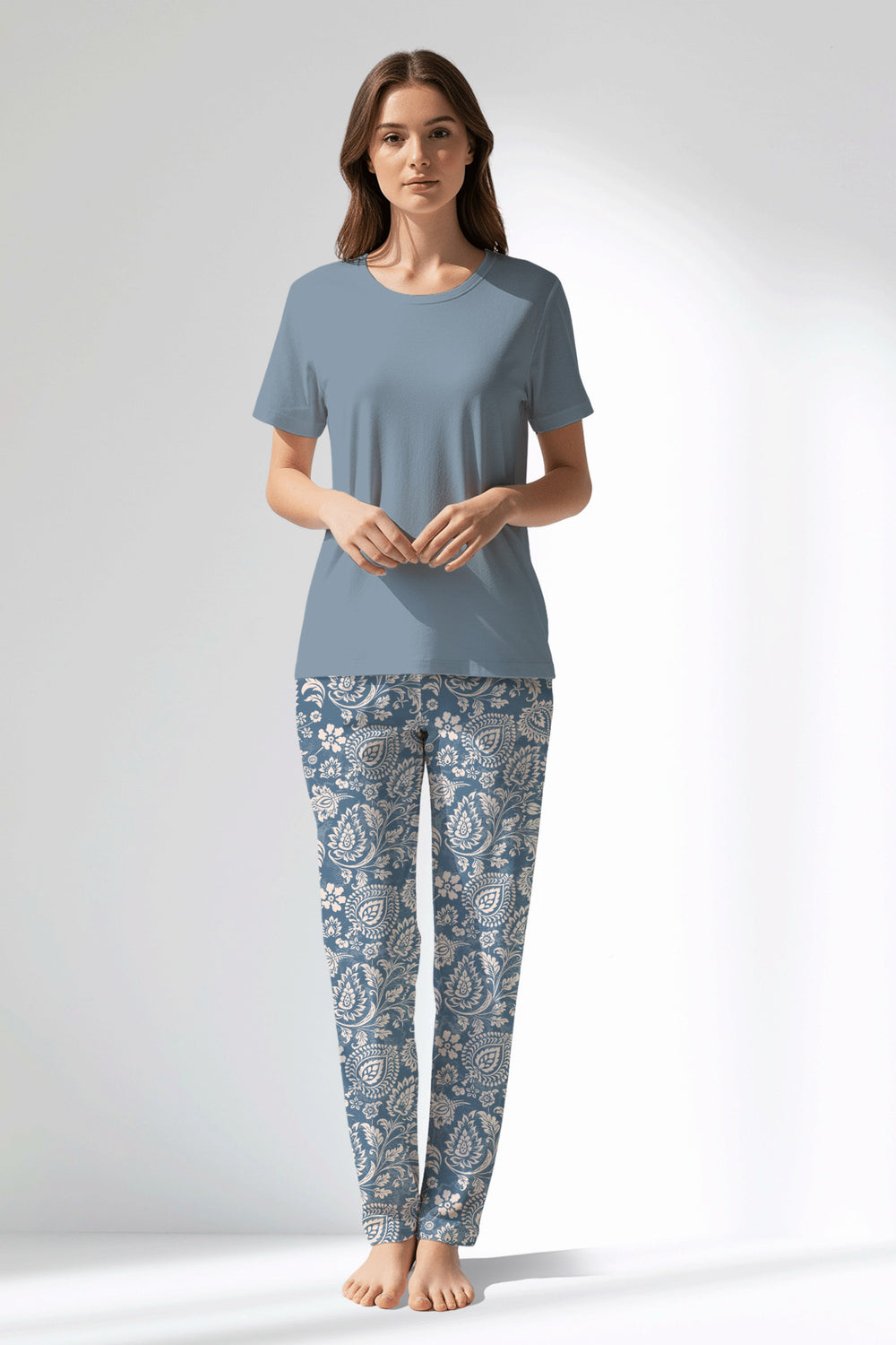 Woman Polyviscon Edelia Pyjama Set - VienettaMAVİ