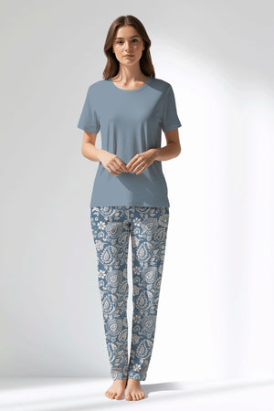 Woman Polyviscon Edelia Pyjama Set - VienettaMAVİ
