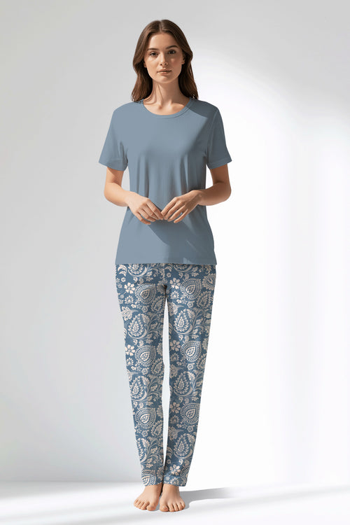Woman Polyviscon Edelia Pyjama Set - VienettaMAVİ