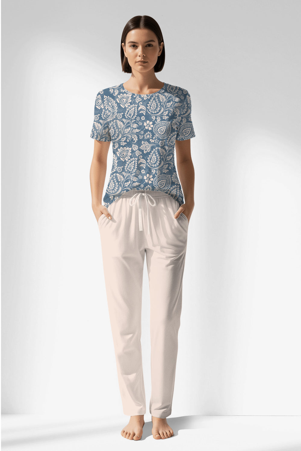 Woman Polyviscon Edelia Pocket Detail Pyjama Set - VienettaROTASYON