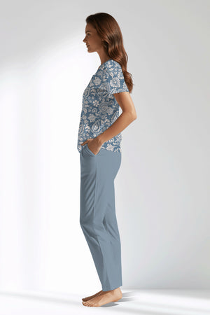 Woman Polyviscon Edelia Buttoned Collar Pyjama Set - VienettaB - ROTASYON