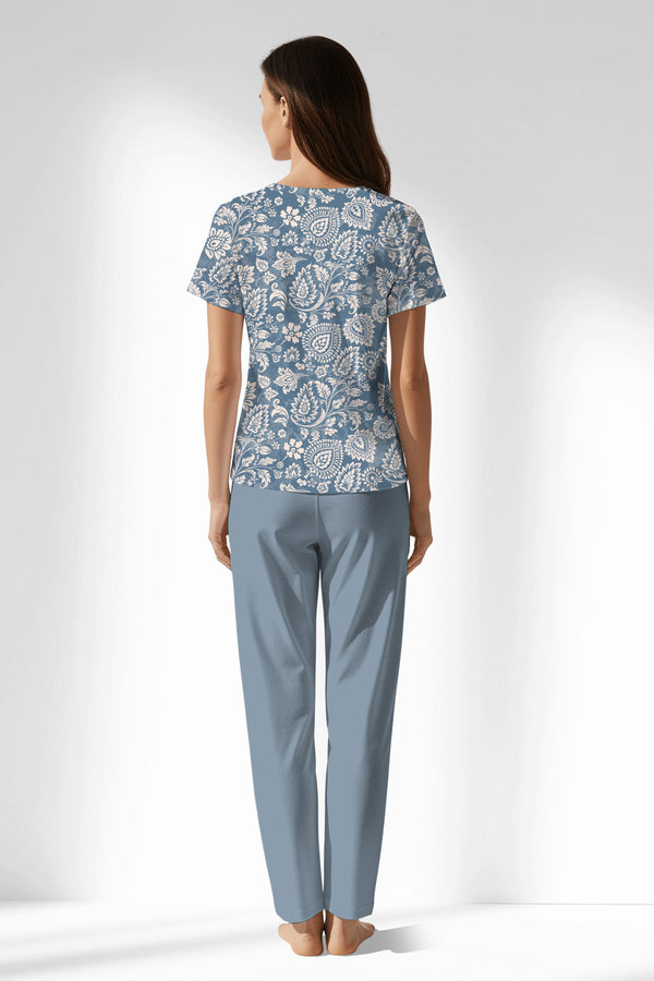 Woman Polyviscon Edelia Buttoned Collar Pyjama Set - VienettaB - ROTASYON