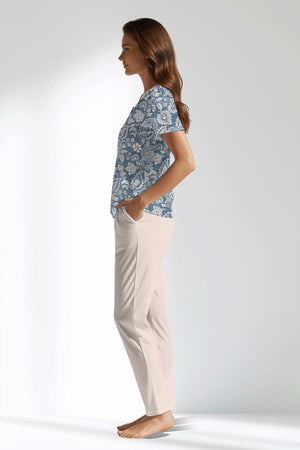 Woman Polyviscon Edelia Buttoned Collar Pyjama Set - VienettaB - ROTASYON