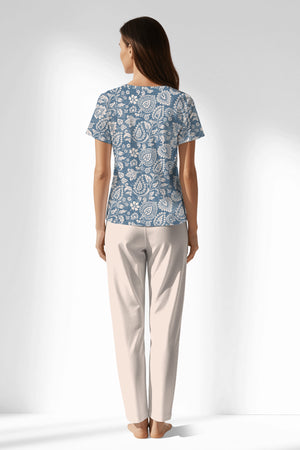 Woman Polyviscon Edelia Buttoned Collar Pyjama Set - VienettaB - ROTASYON