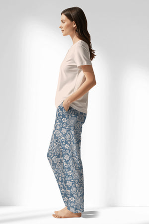 Woman Polyviscon Edelia Drop Collar Pyjama Set - VienettaB - PEMBE