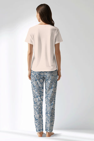 Woman Polyviscon Edelia Drop Collar Pyjama Set - VienettaB - PEMBE