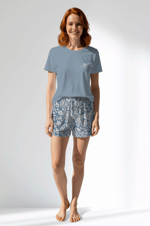 Woman Polyviscon Edelia Short Set - VienettaA - MAVİ