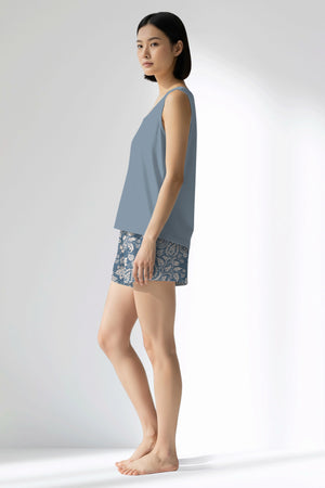 Woman Polyviscon Edelia Thick Strap Short Set - VienettaB - PEMBE