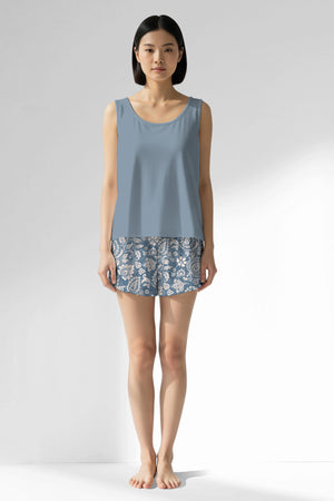 Woman Polyviscon Edelia Thick Strap Short Set - VienettaA - MAVİ