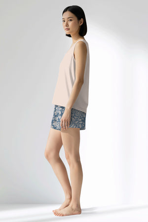 Woman Polyviscon Edelia Thick Strap Short Set - VienettaB - PEMBE